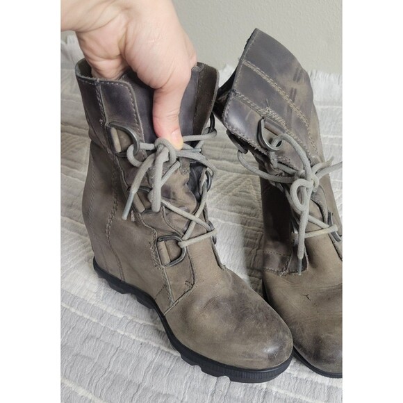 Sorel Joan of‎ Arctic Wedge II Bootie Women’s 7 Quarry Gray Leather Waterproof - Picture 5 of 10